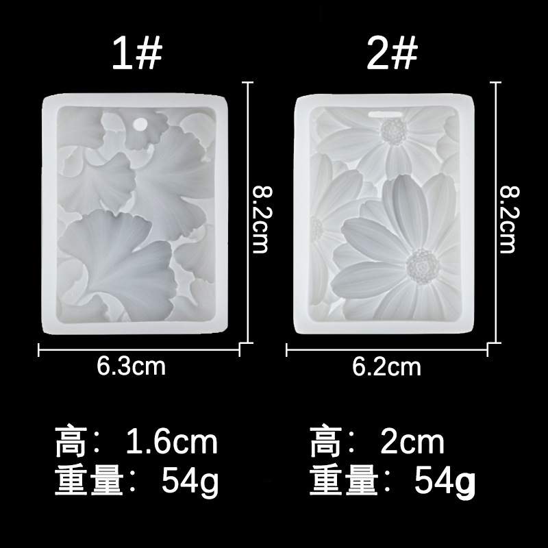 Rectangular grande Daisy ginkgo hoja listado de silicona molde aromaterapia yeso chocolate epoxi colgante cera chip