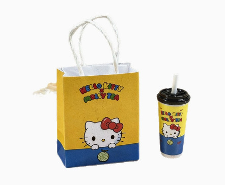 Popular cute mini KT milk tea car decoration, desktop miniature mini milk tea car ornament, new car gift