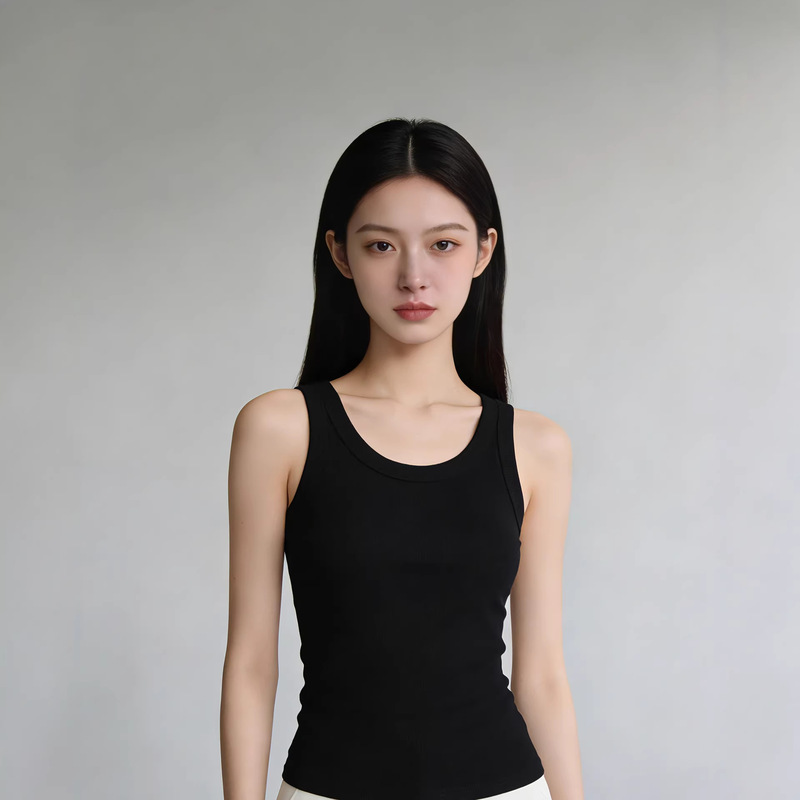 2025 New Style Threaded Camisole Women's Wide Shoulder Inner Wear Outer Wear Women's Anti-Exposure Versatile Slim Bottoming Top