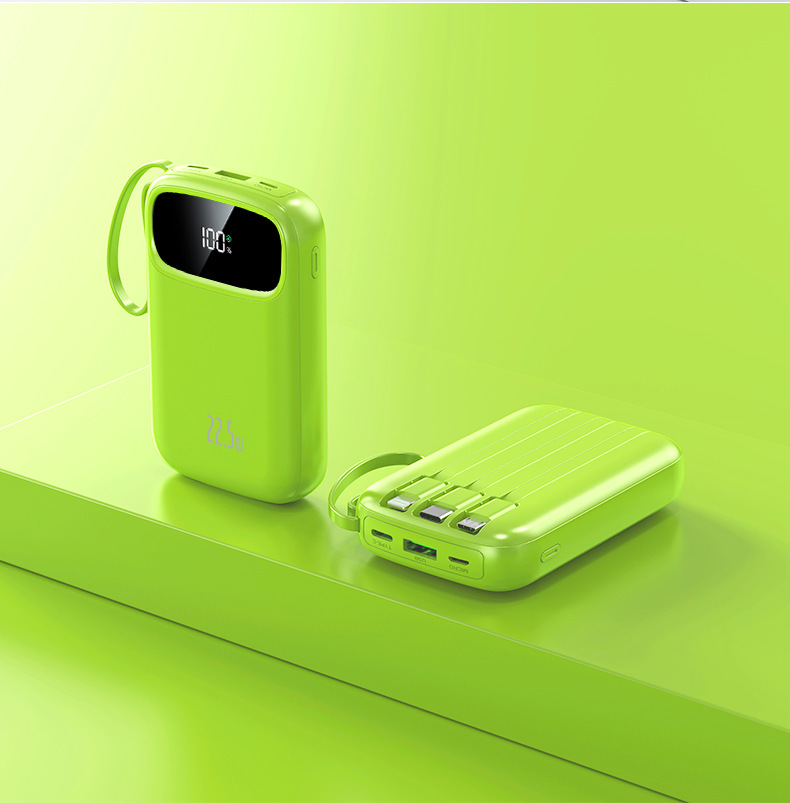 3C-Zertifizierung 22,5W Super-Schnellladung Mini-Powerbank mit integriertem Kabel 20000mAh Kapazität mobile Stromversorgung Blitzladung