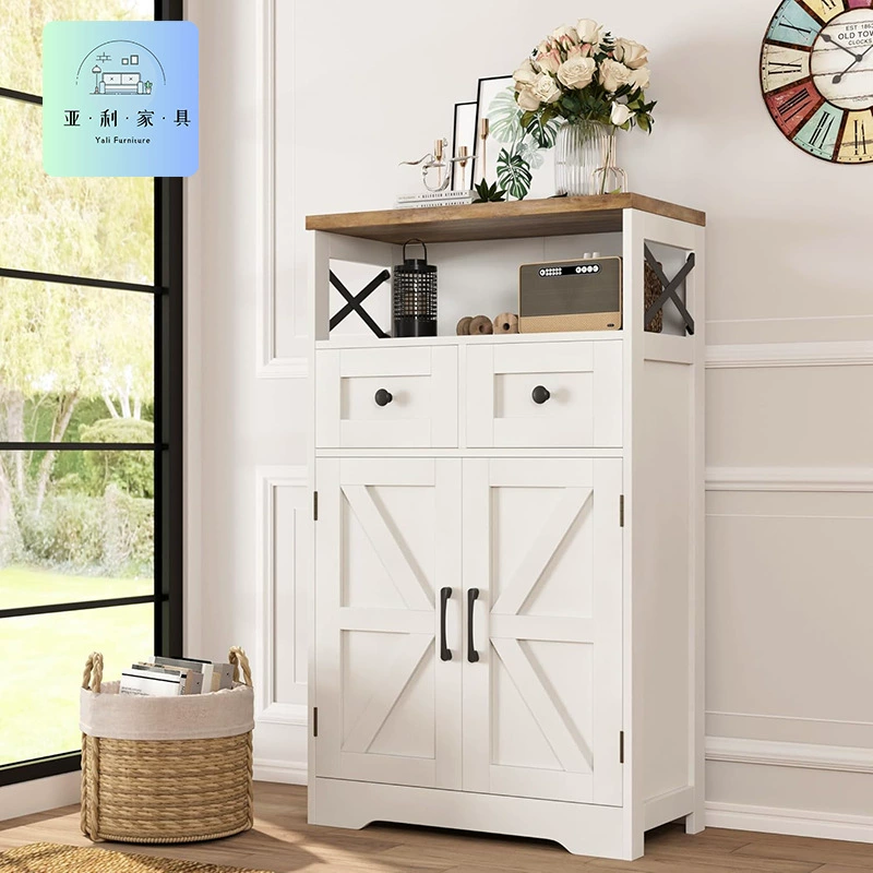 Панельный буфет с двумя дверцами, кофейный шкаф в стиле фермерского дома, шкаф для ванной комнаты с регулируемыми полками.