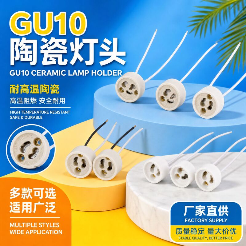 Manufacturer Supplies Gu10 Ceramic Lamp Holders, Silicone Wires, Aging-Resistant Ceramic Lamp Holders, Lamp Bases, and Lighting Accessories Manufacturer Supplies Gu10 Ceramic Lamp Holders, Silicone Wires, Aging-Resistant Ceramic Lamp Holders, Lamp Bases, and Lighting Accessories