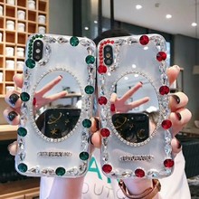 时尚补妆镜适用iphone17/16 pro手机壳苹果15max水钻14全包保护套