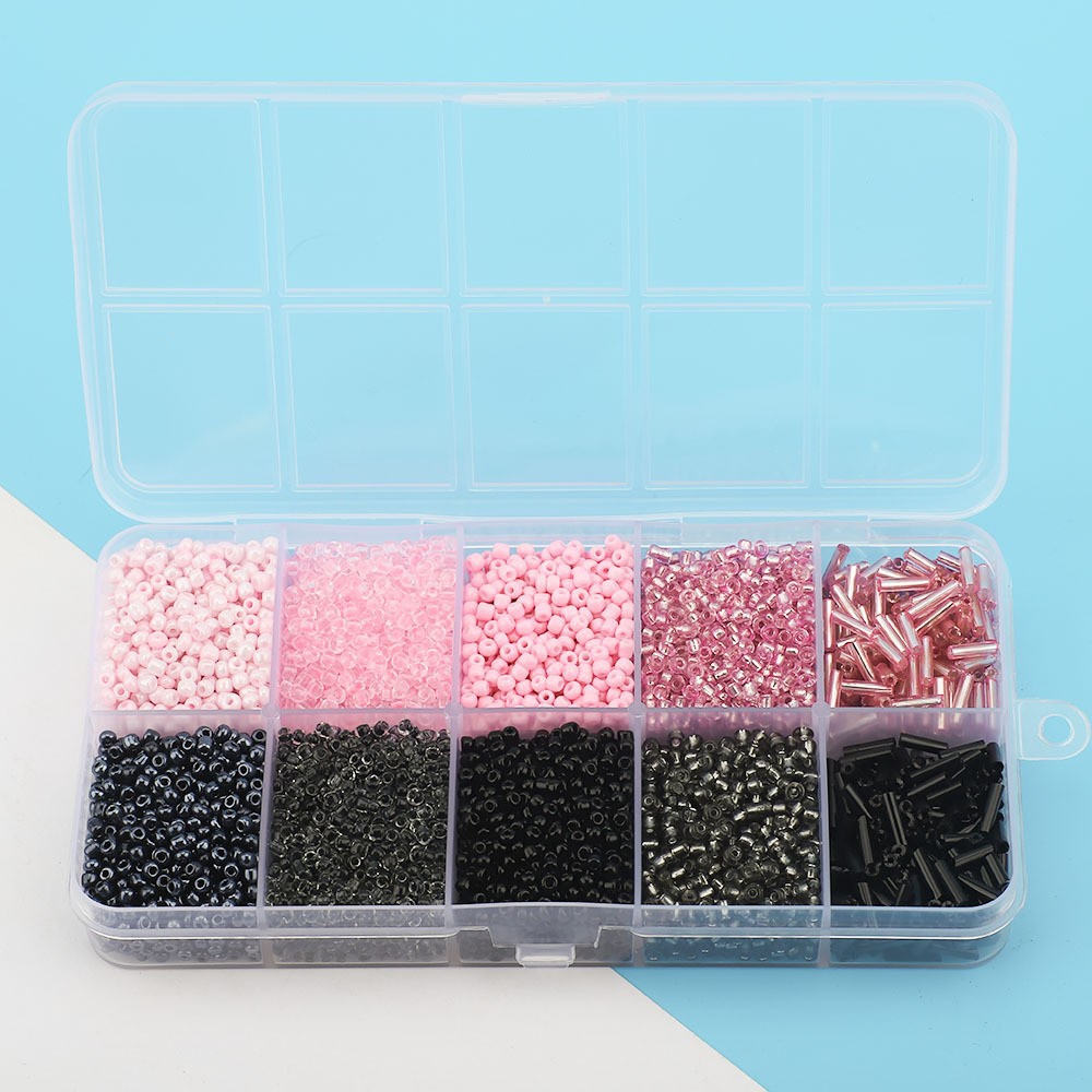 Cuentas de arroz 10 cuadrícula multicolor caja clásica de cuentas sueltas sequinilla pulsera pendientes DIY accesorios joyería al por mayor