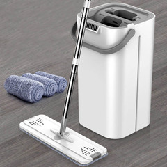 Internet celebrity mop lazy person floor cleaning device household rotating dry and wet separation no hand washing flat mop bucket one drag clean set 