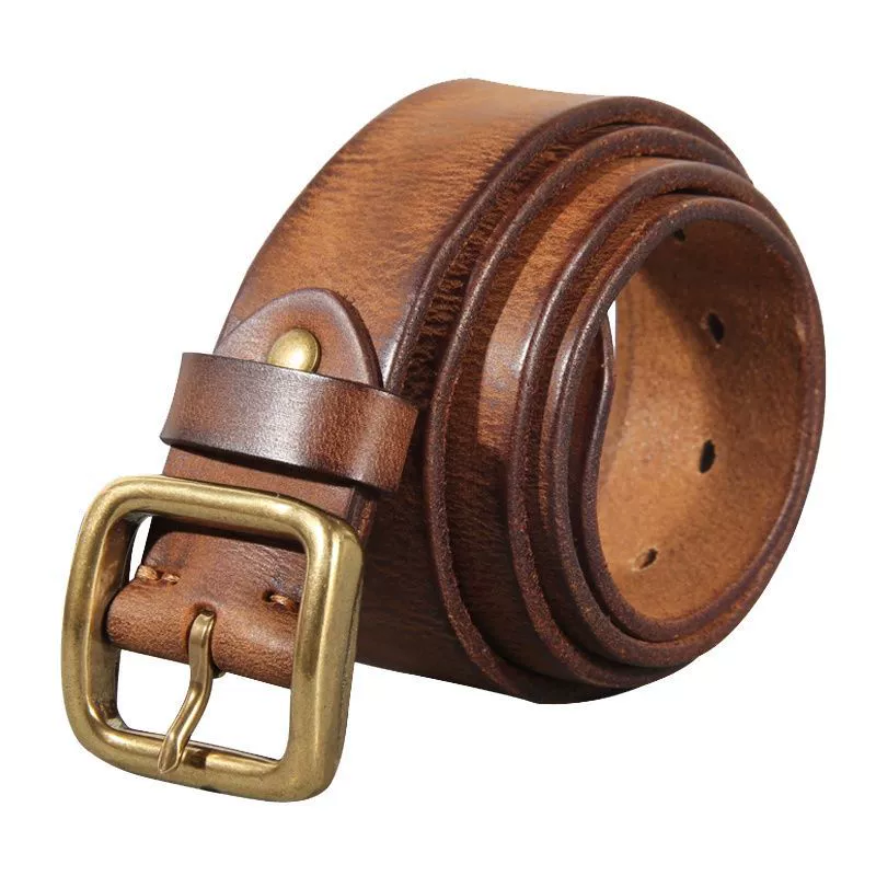 Ретро-бронзовый пояс, модные кожаные джинсы, натуральная кожа, коровья кожа