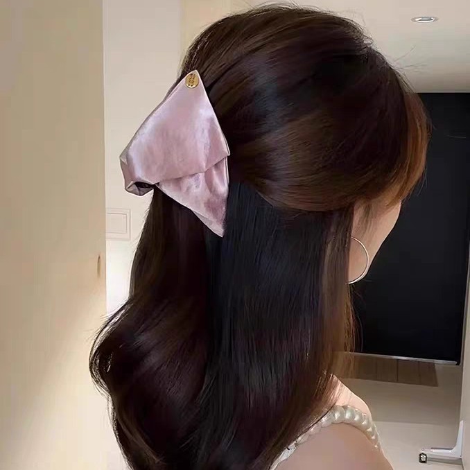 2025年新作フレンチサテン三角グリッパー、女性用ハイエンド後頭部ヘアシャーククリップ、気質と多用途のヘアアクセサリー|undefined