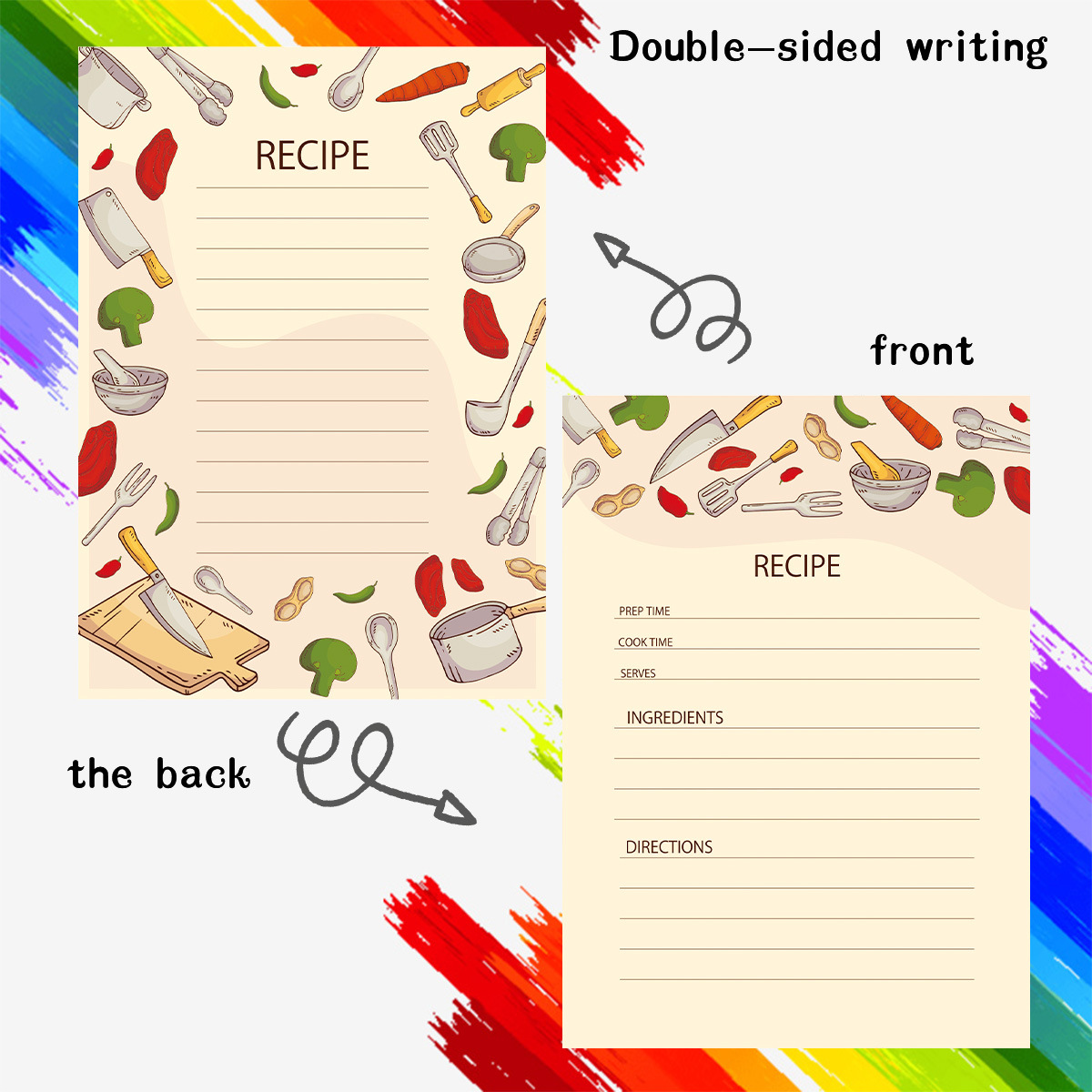 Cross-border e-commerce kitchen cooking food ingredient recipe card RECIPE Amazon TEMU cartoon style handbook portable 4