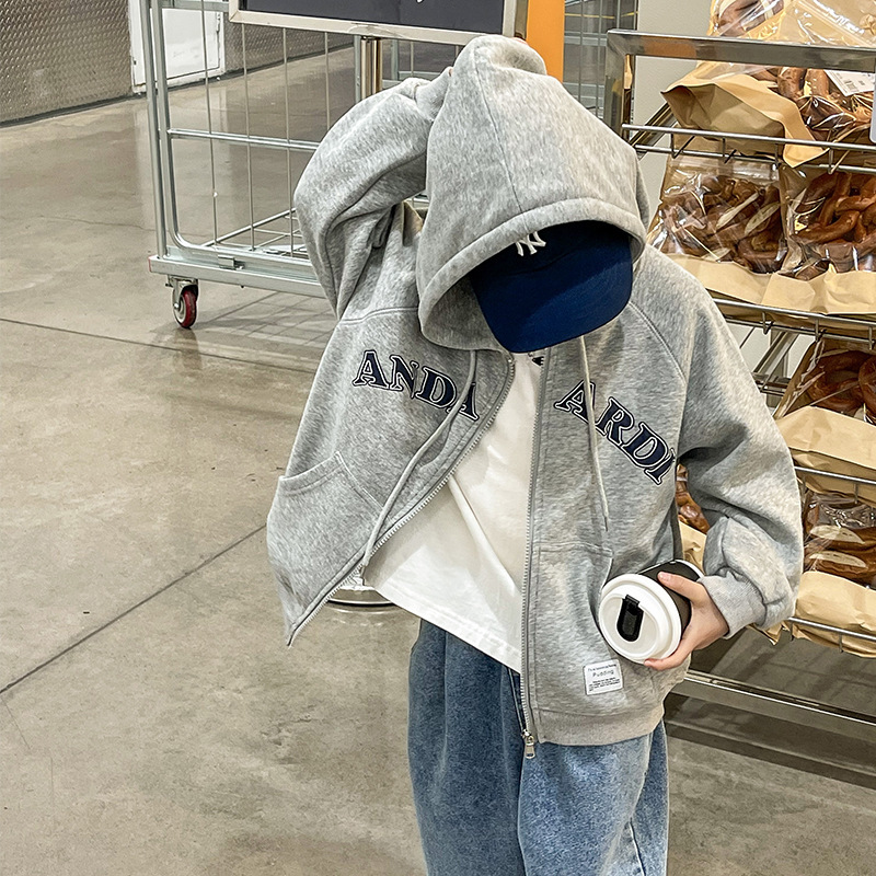 Children's Clothing Boys Spring & Fall Hooded Jacket 2025 New Korean Style Medium and Large Kidsren's Tops Kidsren's Zipper Shirts Youth Clothing