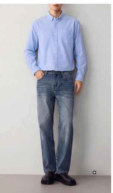 Áo sơ mi nam dài tay cotton trơn phong cách công sở — màu xanh nhạt chi tiết 11