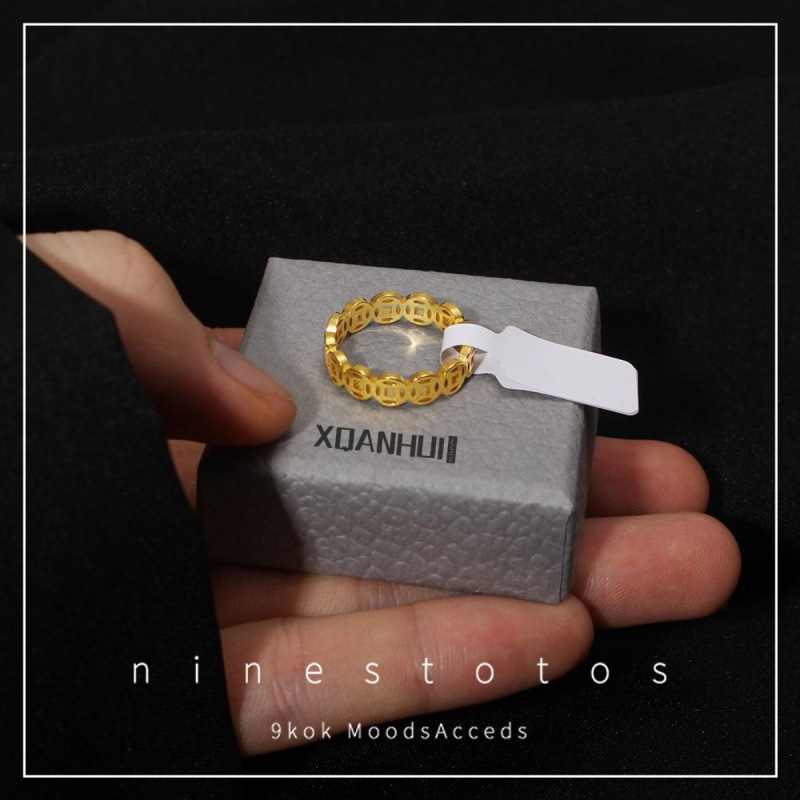 2025 Colorless Copper Coin Titanium Steel Ring High-End Light Luxury Style for Women and Men