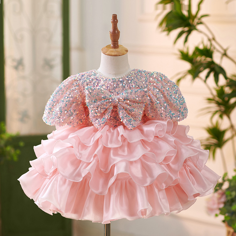 Girl's One-year-old Princess Fashionable And Elegant Flower Girl Wedding Dress, Tutu Skirt, Children's Piano Performance_voghion.com