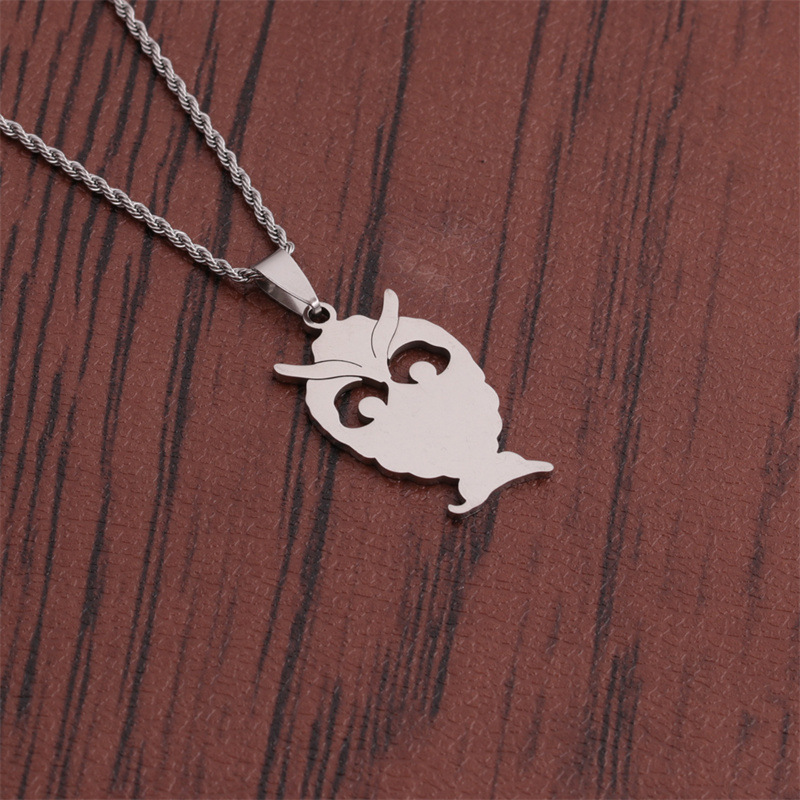 Collier Pendentif Hibou Poli En Acier Inoxydable Nihaojewelry Bijoux En Gros display picture 5