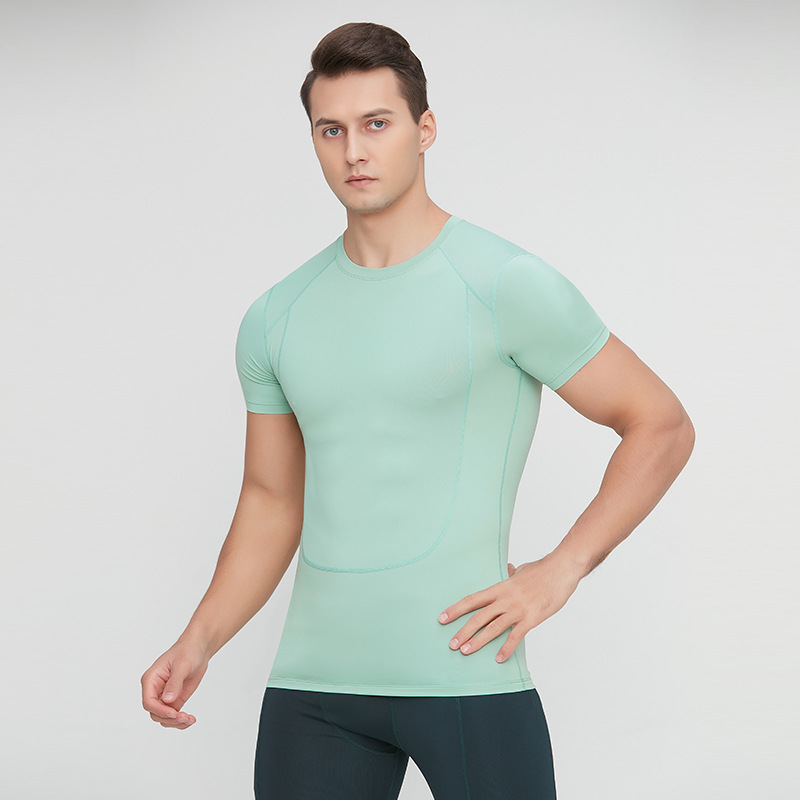 Cross-Border deportes ropa de entrenamiento de los hombres de verano stretch correr entrenamiento Camiseta de manga corta corsé de compresión superior