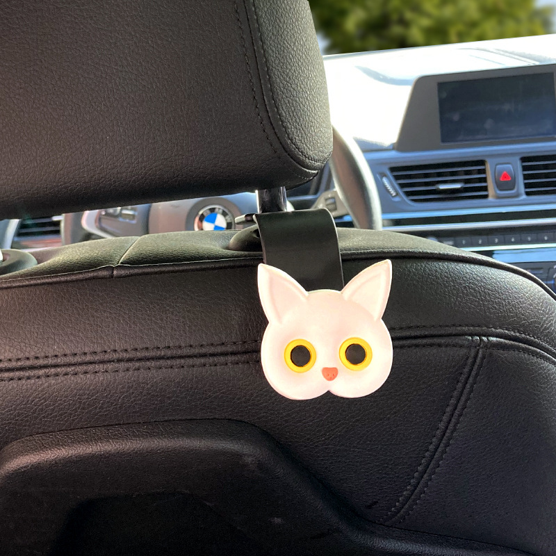 Boom 3D Cartoon Cat Asiento de fila trasera Gancho multifuncional Gancho pequeño de artículos colgantes ocultos creativos