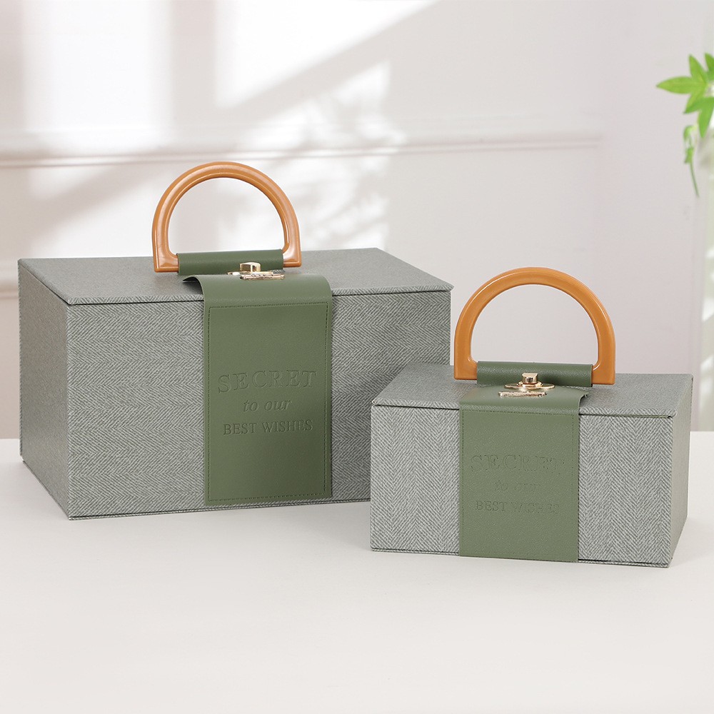 2023 nueva caja de regalo portátil regalo Festival de Primavera caja de embalaje de cuero caja de dulces de boda caja de regalo de mano al por mayor