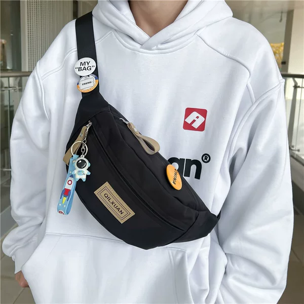Ins Trendy Brand Men's Chest Bag Casual Waist Bag Japanese Style Crossbody Bag Korean Style Fashion New Personalized Small Shoulder Bag Shoulder Bag