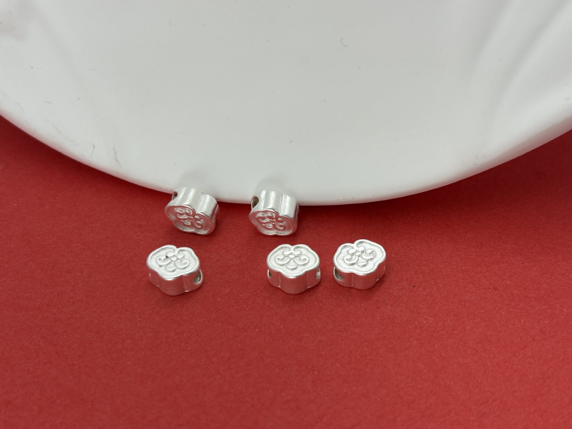999 Pure Silver Patterned Cloud Beads Versatile Pure Silver Small Accessories Handmade DIY Braided Rope Accessories Bracelet Spacer Beads