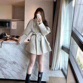 立领中长款韩系风衣外套春秋新款休闲设计英伦小个子大衣