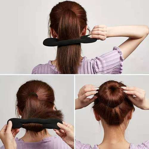 Korean sponge hair twister for women, black ball head, lazy, fluffy, simple flower bud hair twist, hair tie artifact