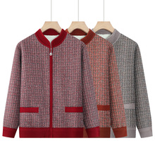 妈妈冬装加绒外套女保暖毛衣开衫中老年奶奶上衣秋冬加厚针织衫