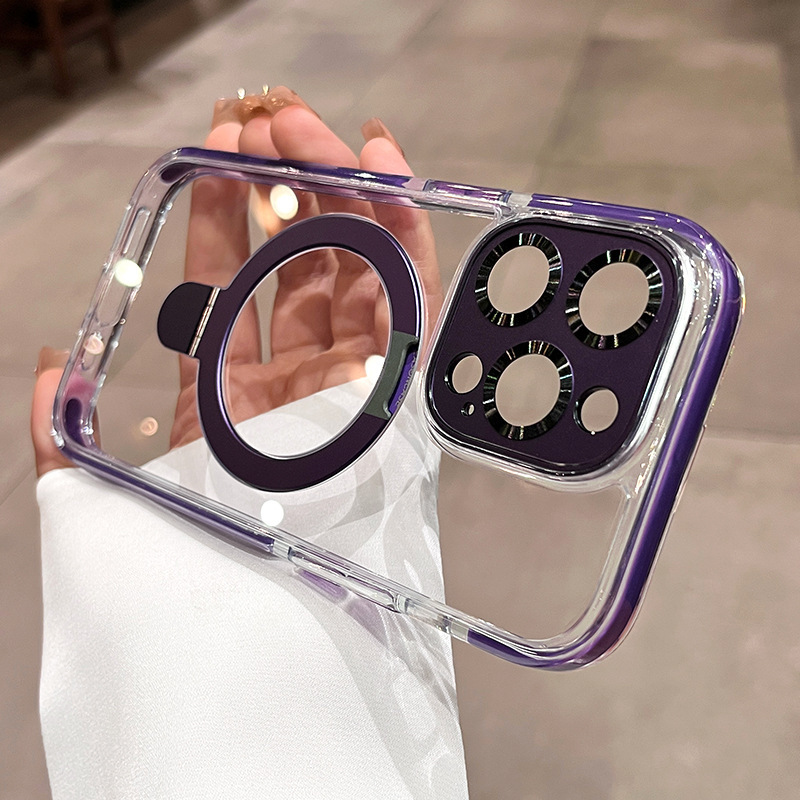 Soporte magnético transparente simple y avanzado para iphone16ProMax Apple 14 funda para teléfono móvil 15 espejo de metal 16