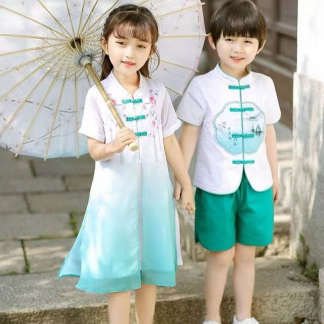 Children's performance costumes for the June 1st Children's Day, kindergarten Chinese style, for boys and girls, graduation Hanfu, primary school choir costumes, performance attire