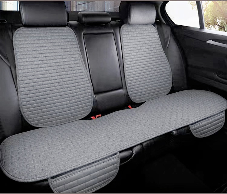 Seasons Long Grid – Qìchē Seat cushion, seat cover - long-grid-linen-elegant-grey-one-piece-rear-row