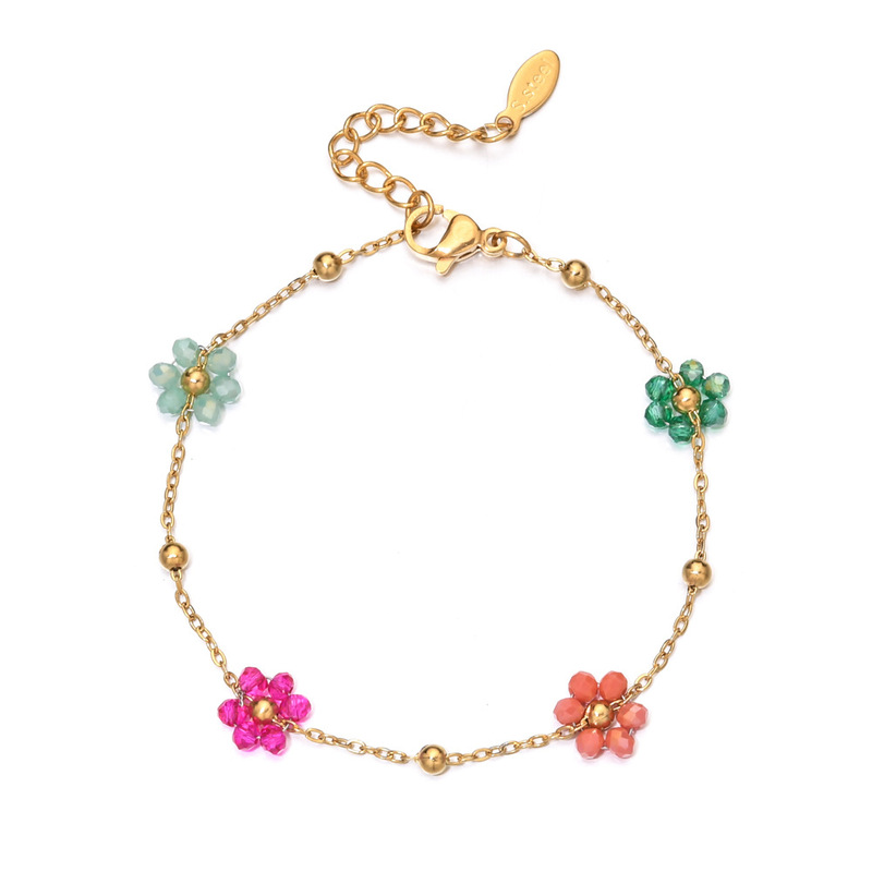 European and American Simple Fashion Minimalist Style Stacked Stainless Steel Bracelet Daisy Bracelet