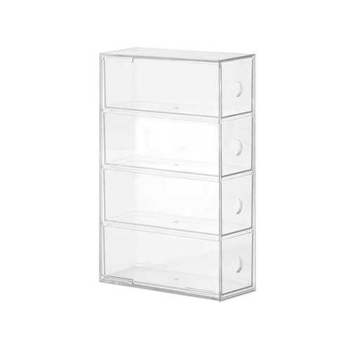 Glasses case can be stacked with four layers, desktop glasses and sunglasses display box, storage rack, dust-proof stationery drawer-type storage box
