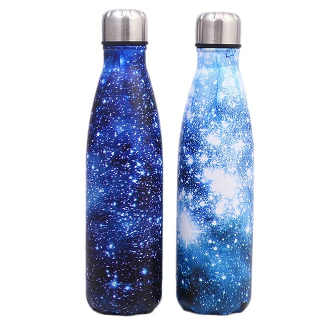 Creativo nuevo patrón botella de cola moda cielo estrellado Acero inoxidable ventosa portátil simple diario deportes taza agua