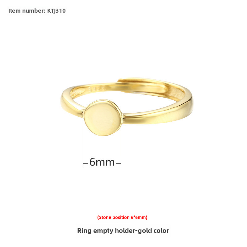 S925 silverring tom toppinghuvud med nål flerstens silverringhållare för män och kvinnor ringhållare DIY bivax rund pärlringhållare_voghion.com