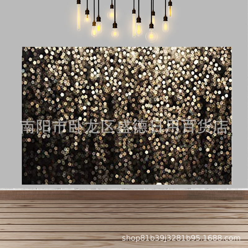 Foreign trade gold black retro abstract light spot photo banner birthday wedding dance party decoration studio background cloth