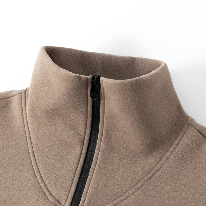 Felpa in velluto calda con collo alto, calda e semi aperta, casual, versatile, nuova collezione autunno e inverno da uomo_voghion.com