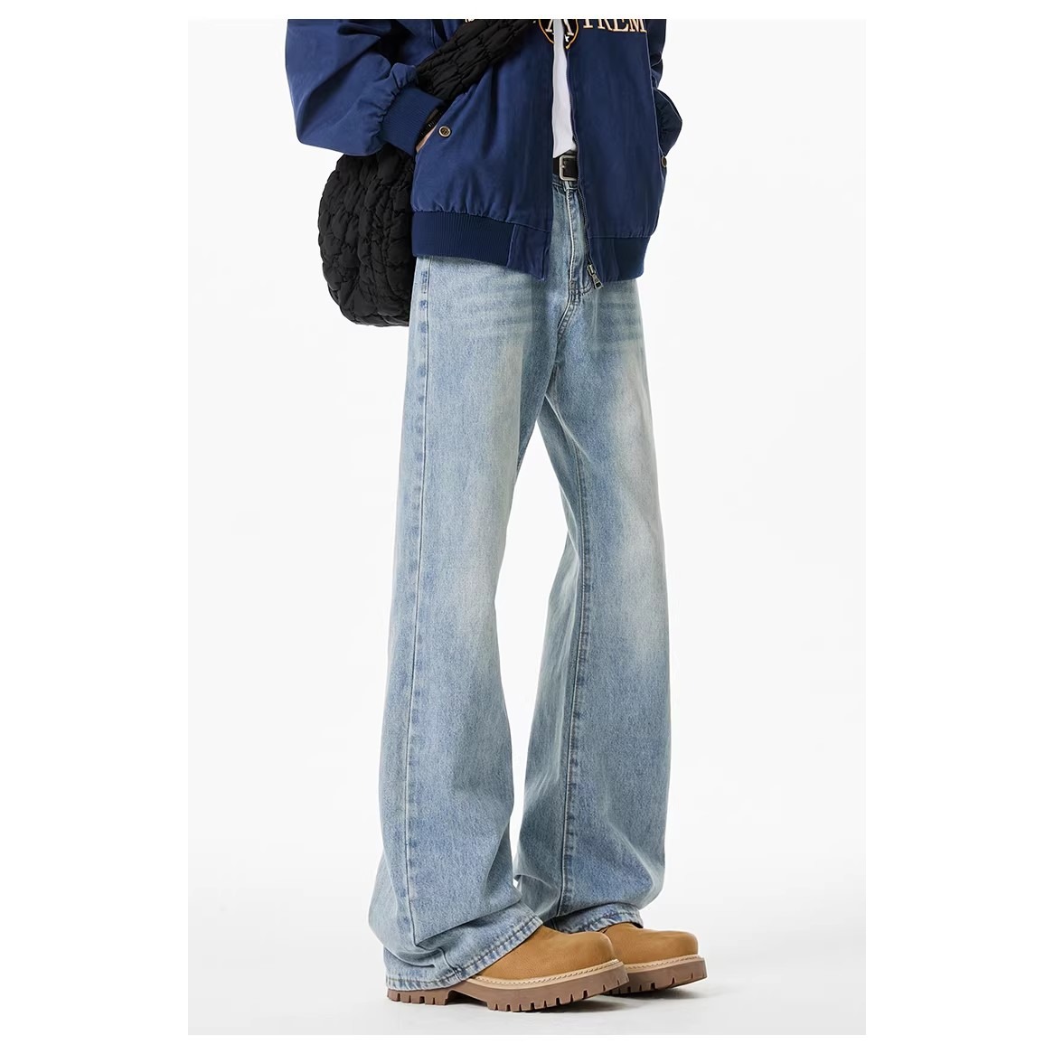 Lavados estadounidenses para hacer viejos jeans azul pálido para mujeres y hombres verano nuevo relajado rectos ociosos pantalones largos