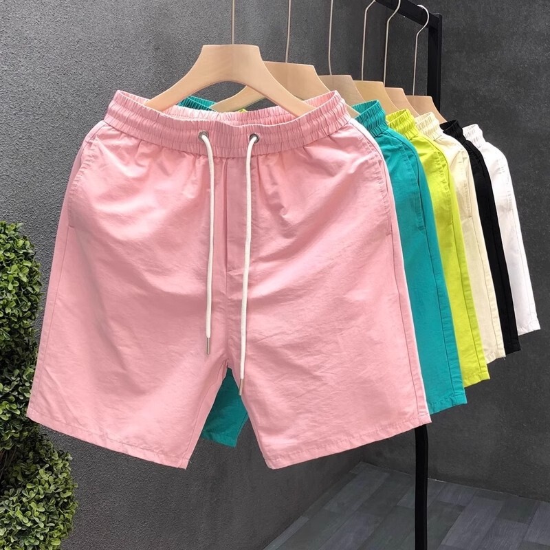 High-End Pink Sports Casual Shorts for Men Summer 2025 New Elastic Waist Beach Pants Five-Point Pants for Men