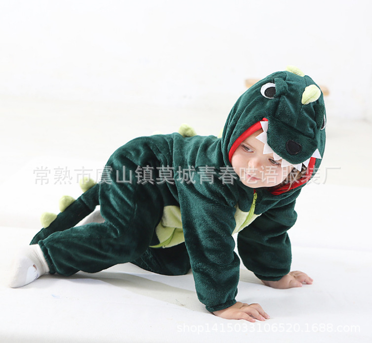 Dark green dinosaur crawling clothes
