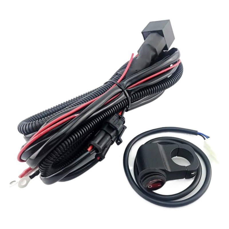 Motocicleta LED Spotlight interruptor de uno a dos faros conjunto de cables de modificación del coche relé camión luz flash arnés de cableado