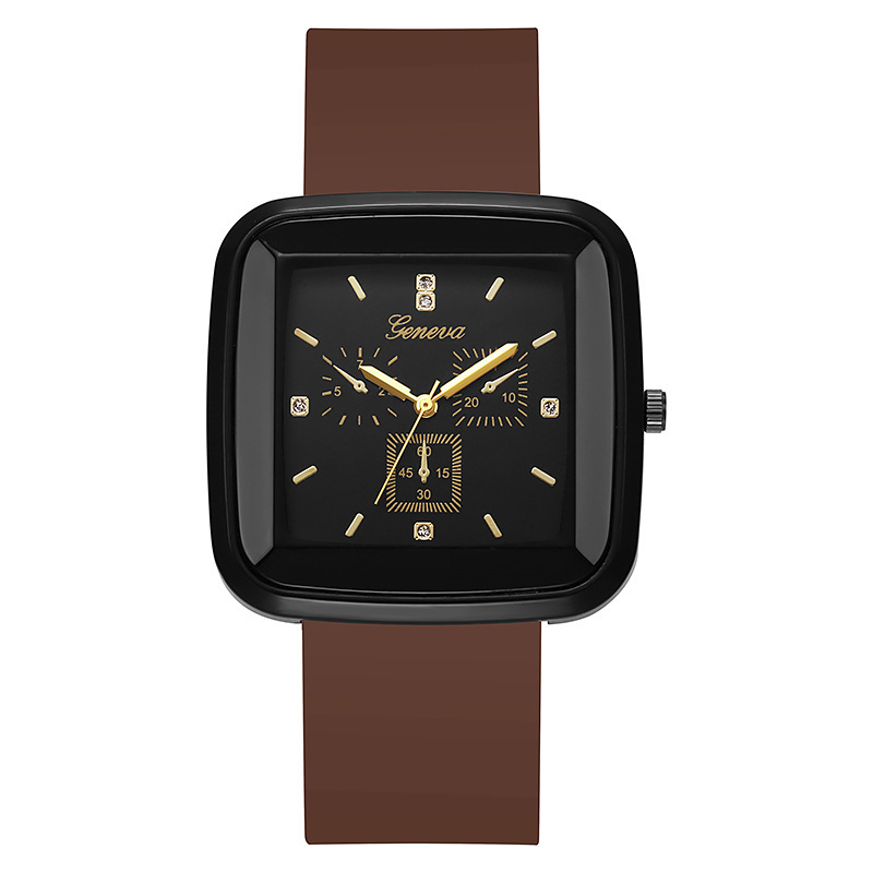 Moda cuadrada otoño e invierno reloj de nicho para estudiantes correa de silicona simple ins reloj de mujer coreana reloj de cuarzo femenino negro