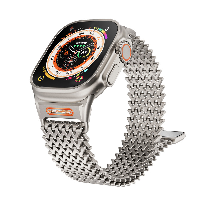 Suitable for Apple Watch Apple Stainless Steel Watch Strap iWatch Ultra W-Type Magnetic Metal Watch Strap New Product
