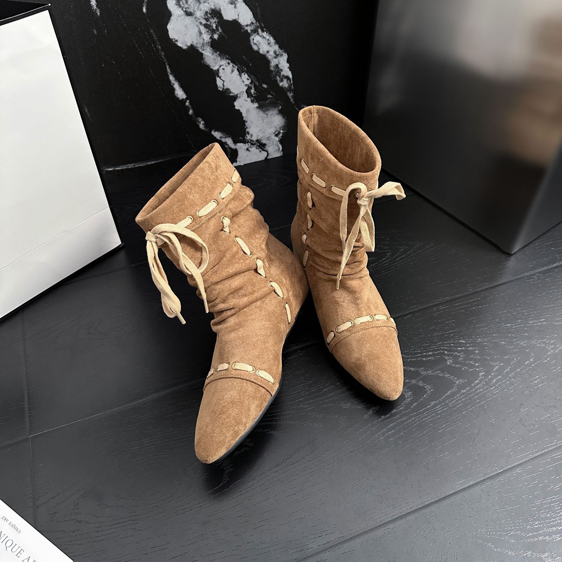 Botines Vaqueros para Mujer de 5 cm, Superfibra, Punta Afilada, Tacón Grueso image 3