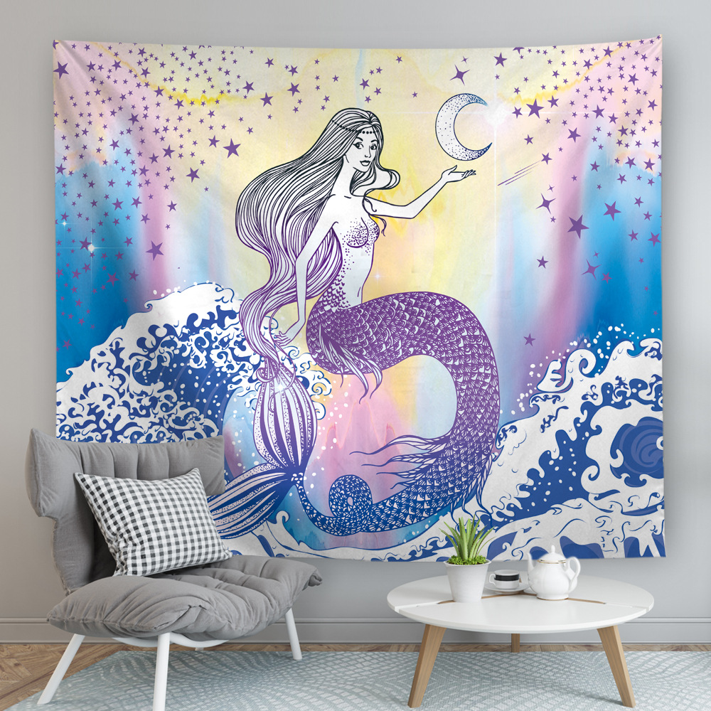 (2개) 대외 무역 유럽 미국 및 북유럽 스타일 새로운 인쇄 태피스트리 창조적 인 집 천 벽 카펫 그림 폴리 에스테르 배경 매달려 천