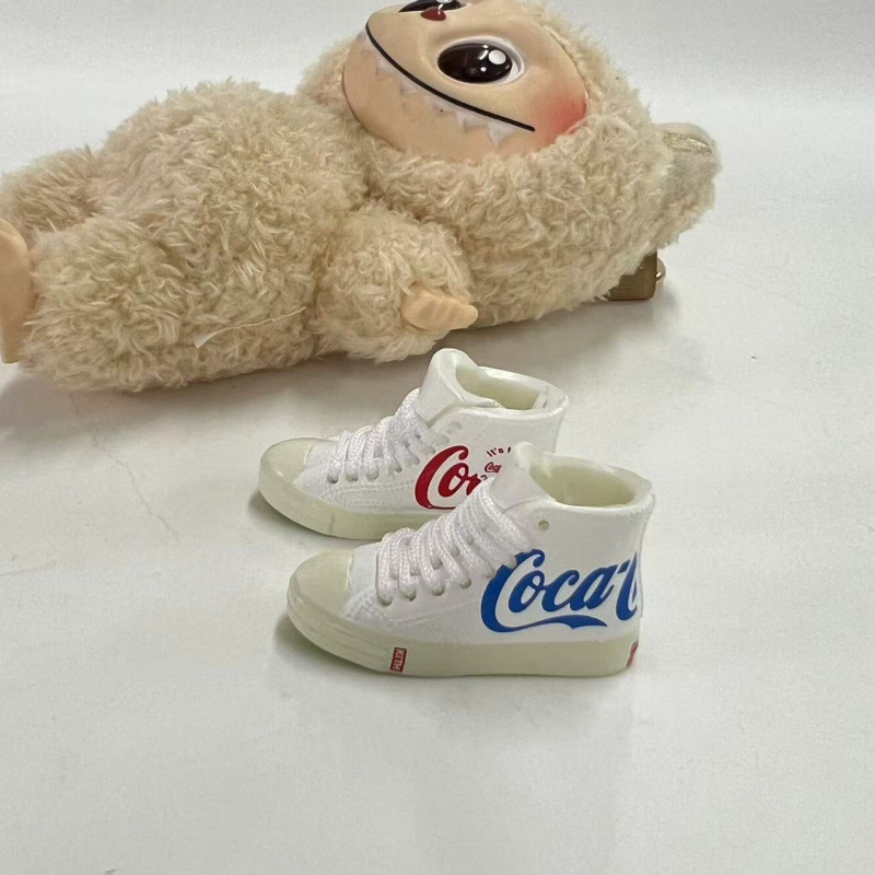 LABUBU Zapatos Rabu Ropa de bebé 17cm felpa vinilo bolso de muñeca colgante para zapatos desnudos caja ciega