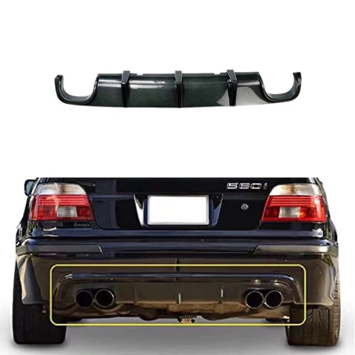 Suitable for Bmw 5 Series 95-03 E39 E39 Rear Lip with Lights, Rear Diffuser in Glossy Black, Carbon Pattern Rear Spoiler (Big Surrounded)