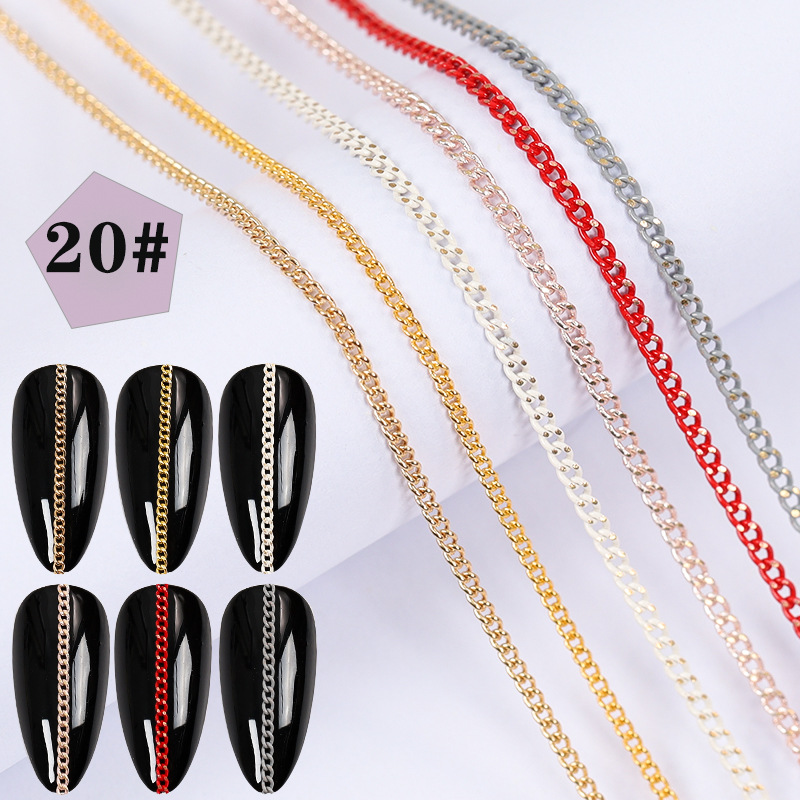 Super Value Six Packaging Japanese Style Creative Nail Decorative Chain Pearl Rhinestone Chain Nail Metal Color Retention Chain Wholesale display picture 19