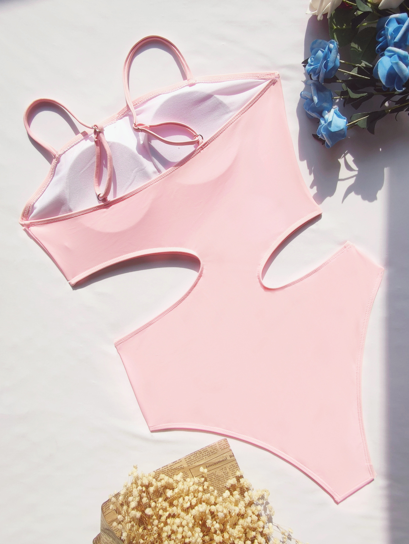 Pink One-Piece Hollow Out Swimsuit - One Piece Swimsuit - Uniqistic.com