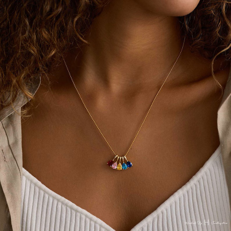 欧美跨境轻奢12月生辰925银小众手工镶圆形彩锆带环吊坠锁骨项链