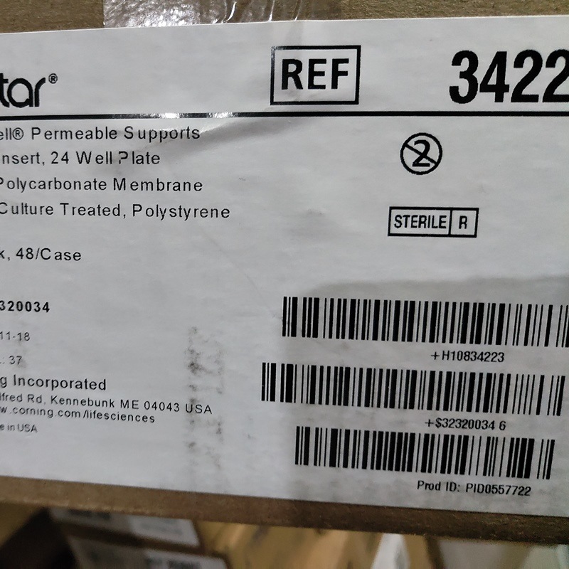 康宁Corning3422细胞小室Transwell-24膜嵌套带PC膜8um膜孔径现货