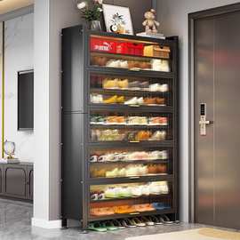 钢制鞋柜防尘入户家用门口玄关柜新爆款大容量铁艺上翻门多层鞋架