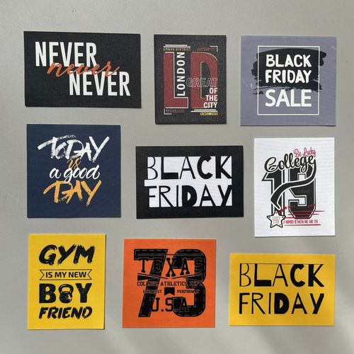 Medium-sized Printed Label Patch, Personalized Colorful Offset-Printed Sewing-style DIY Design with Digital & English Alphabet Letters — Fabric Label Decal